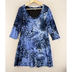 Karen‎ Kane Women's Petite Sz XL Blue Abstract Art Print 3/4 Sleeve Tunic Dress